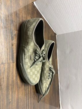 Vans Mono Olive Green Checkerboard Low-Top Sneakers